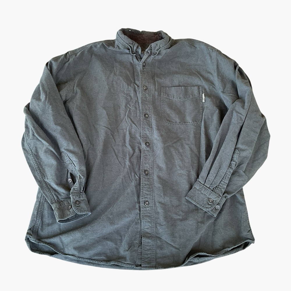 Vtg Woolrich Chamois Cloth Shirt XL Olive Flannel USA Made Distressed